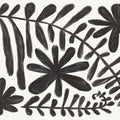 Fern and Flower Black Mural Wallpaper - pure wallpaper artwork