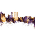 Islamabad Pakistan Skyline Purple & Gold Mural Wallpaper - pure wallpaper artwork
