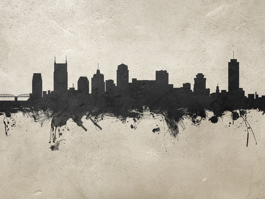 Nashville Tennessee Skyline Concrete Mural Wallpaper