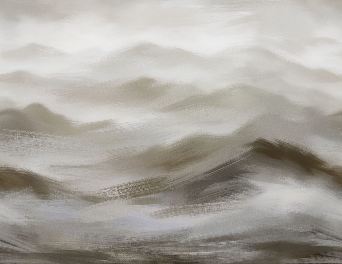Foggy Mountains, Sepia Mural Wallpaper - pure wallpaper artwork
