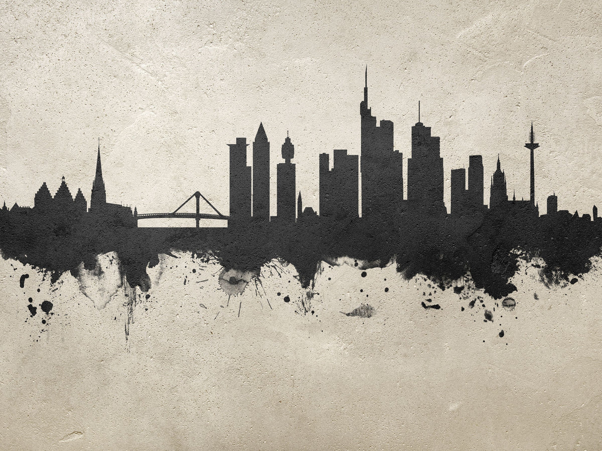Frankfurt Skyline Concrete Mural Wallpaper - pure wallpaper artwork