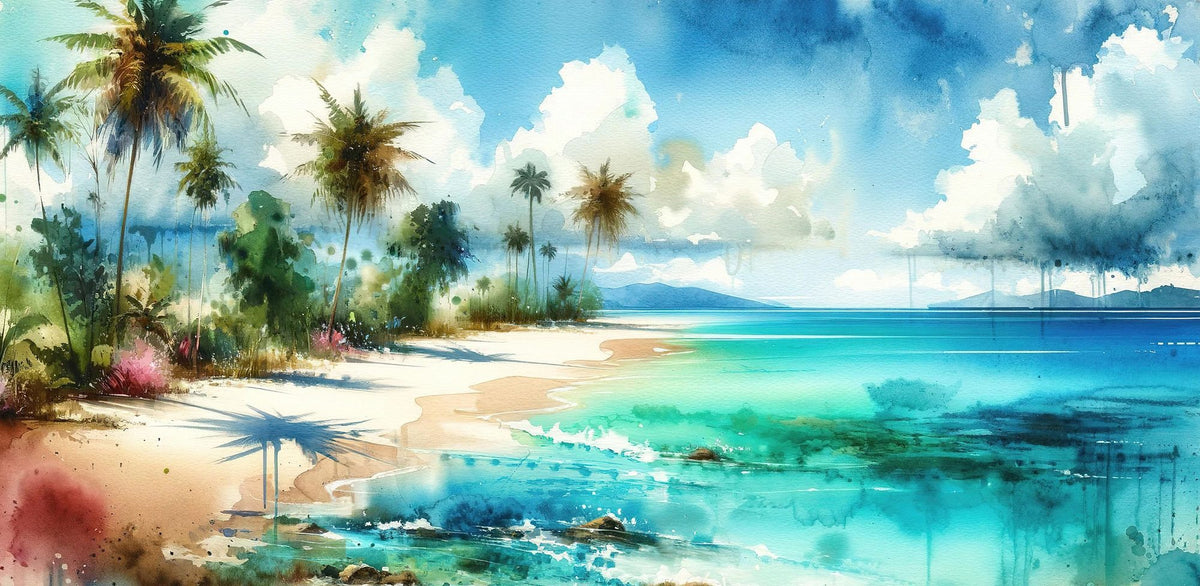 Exotic Tropical Sunny Paradise Beach Mural Wallpaper - pure wallpaper artwork