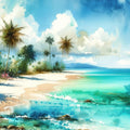 Exotic Tropical Sunny Paradise Beach Mural Wallpaper - pure wallpaper artwork