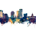 Columbia South Carolina Skyline Blue & Bronze Mural Wallpaper - pure wallpaper artwork