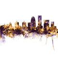 Louisville Kentucky Skyline Purple & Gold Mural Wallpaper - pure wallpaper artwork