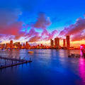 Miami Downtown Sunset Mural Wallpaper - pure wallpaper artwork