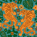 Otomi Cool Tigers, Bright Mural Wallpaper - pure wallpaper artwork