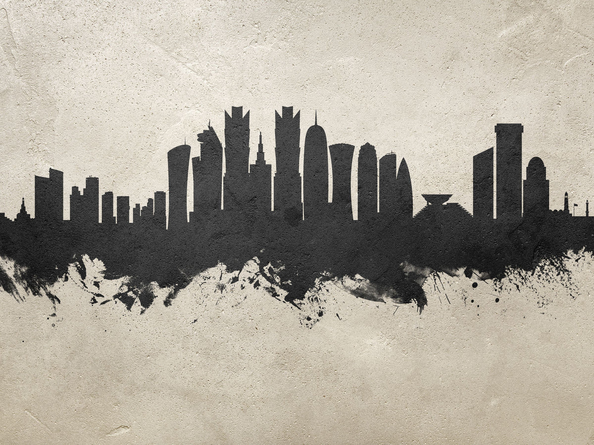 Doha Qatar Skyline Concrete Mural Wallpaper - pure wallpaper artwork