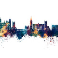 Stamford England Skyline Blue & Bronze Mural Wallpaper - pure wallpaper artwork