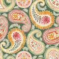 Harvest Paisley Green Mural Wallpaper - pure wallpaper artwork