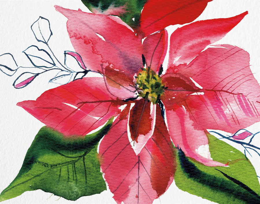 Holiday Poinsettia Mural Wallpaper