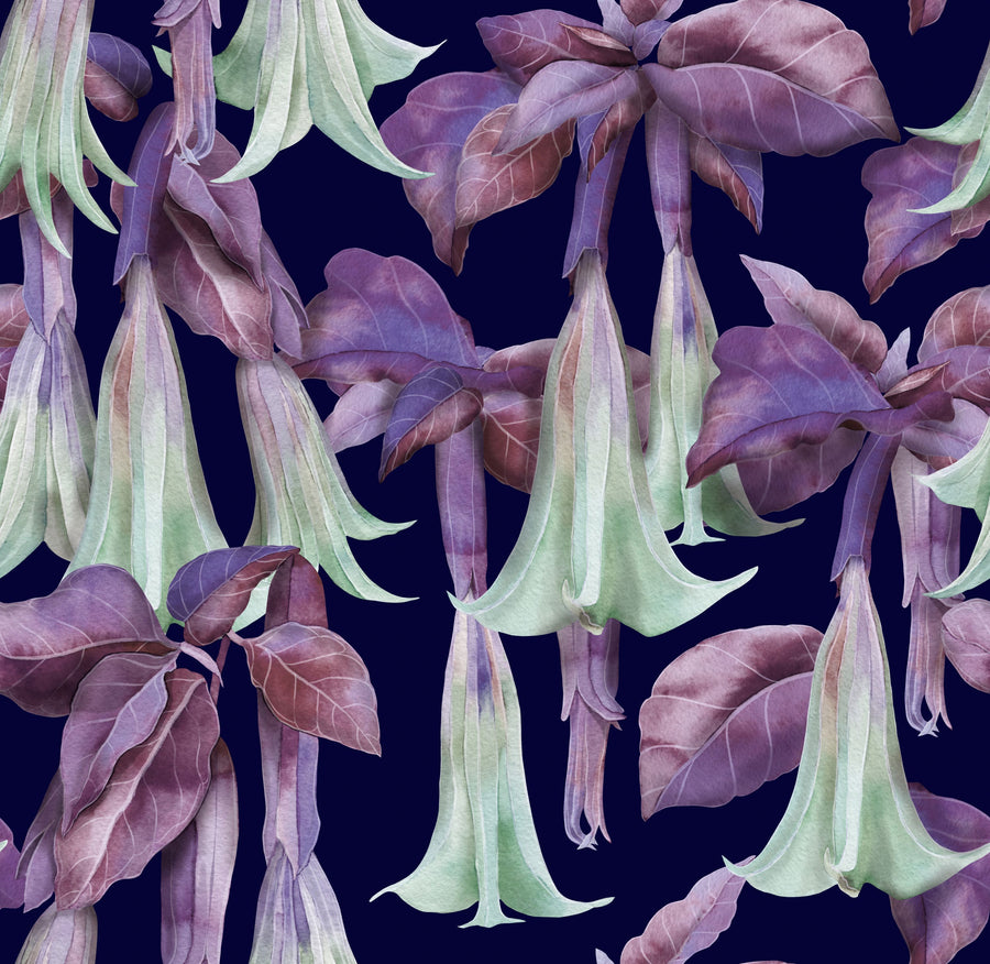Purple Trumpet Bloom Mural Wallpaper