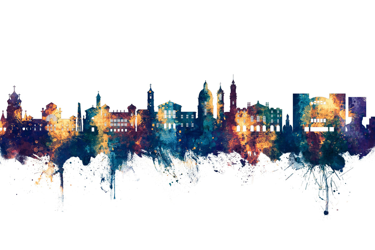 Nice France Skyline Blue & Bronze Mural Wallpaper - pure wallpaper artwork
