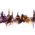 Cork Ireland Skyline Purple & Gold Mural Wallpaper - pure wallpaper artwork