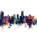 Stoke-on-Trent Skyline Blue & Bronze Mural Wallpaper - pure wallpaper artwork