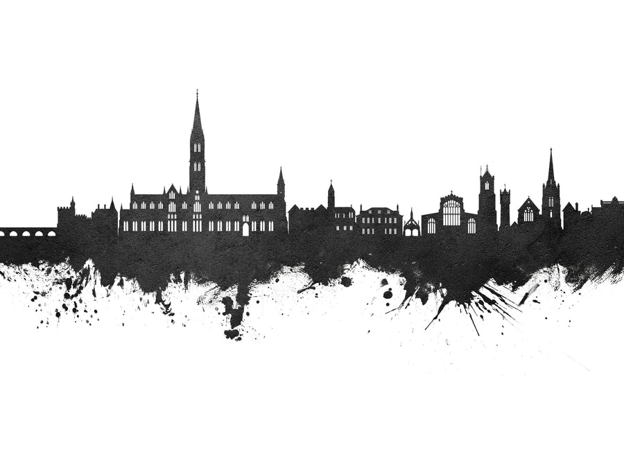 Salisbury England Skyline Black & White Mural Wallpaper