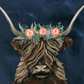 Longhorn with Rose Crown Dark Mural Wallpaper - pure wallpaper artwork