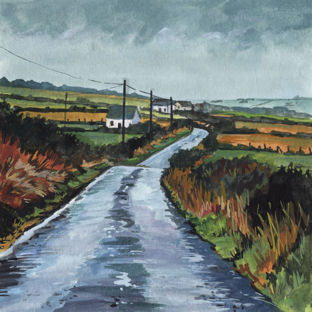Rainy Back Road Mural Wallpaper - pure wallpaper artwork