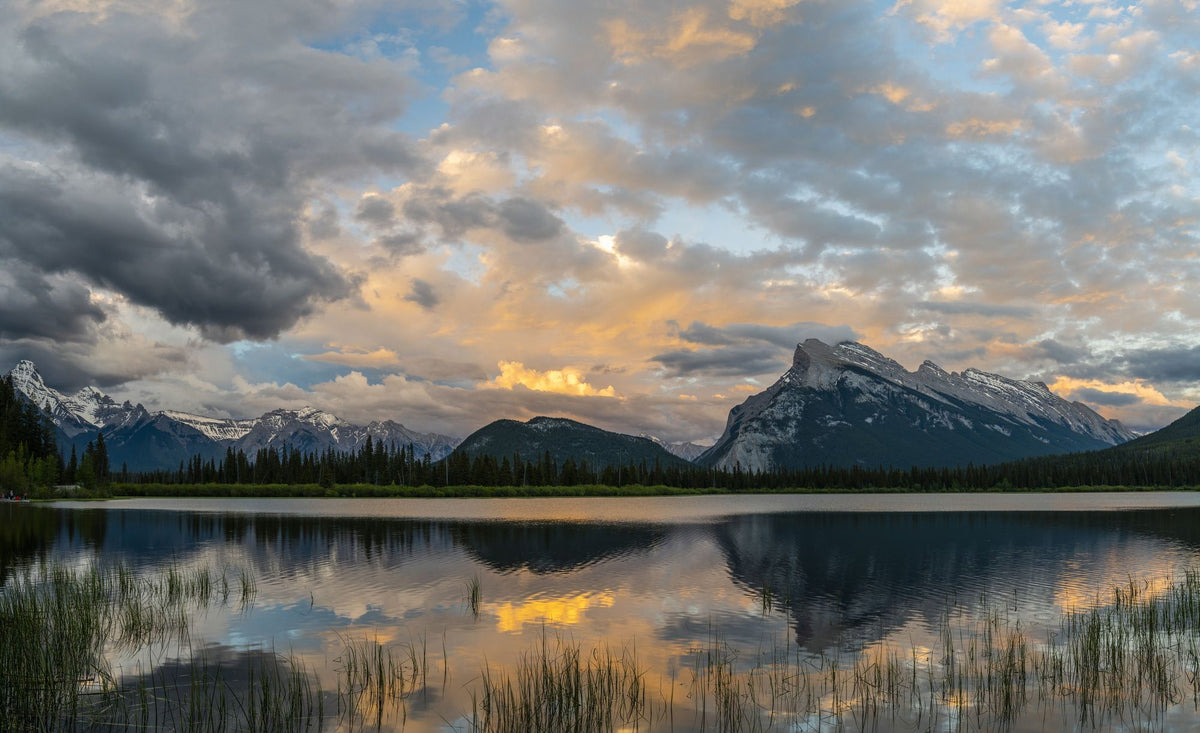 Clouds Above Mount Rundle Mural Wallpaper - pure wallpaper artwork