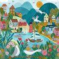 Coastal Village Mural Wallpaper - pure wallpaper artwork