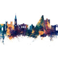 Montpellier Skyline Blue & Bronze Mural Wallpaper - pure wallpaper artwork