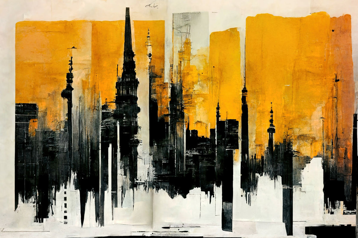 Glowing Cityscape Mural Wallpaper - pure wallpaper artwork