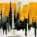 Glowing Cityscape Mural Wallpaper - pure wallpaper artwork