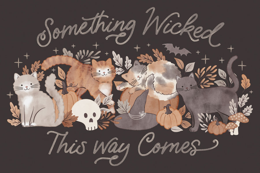 Pumpkins and Paws I Dark Mural Wallpaper