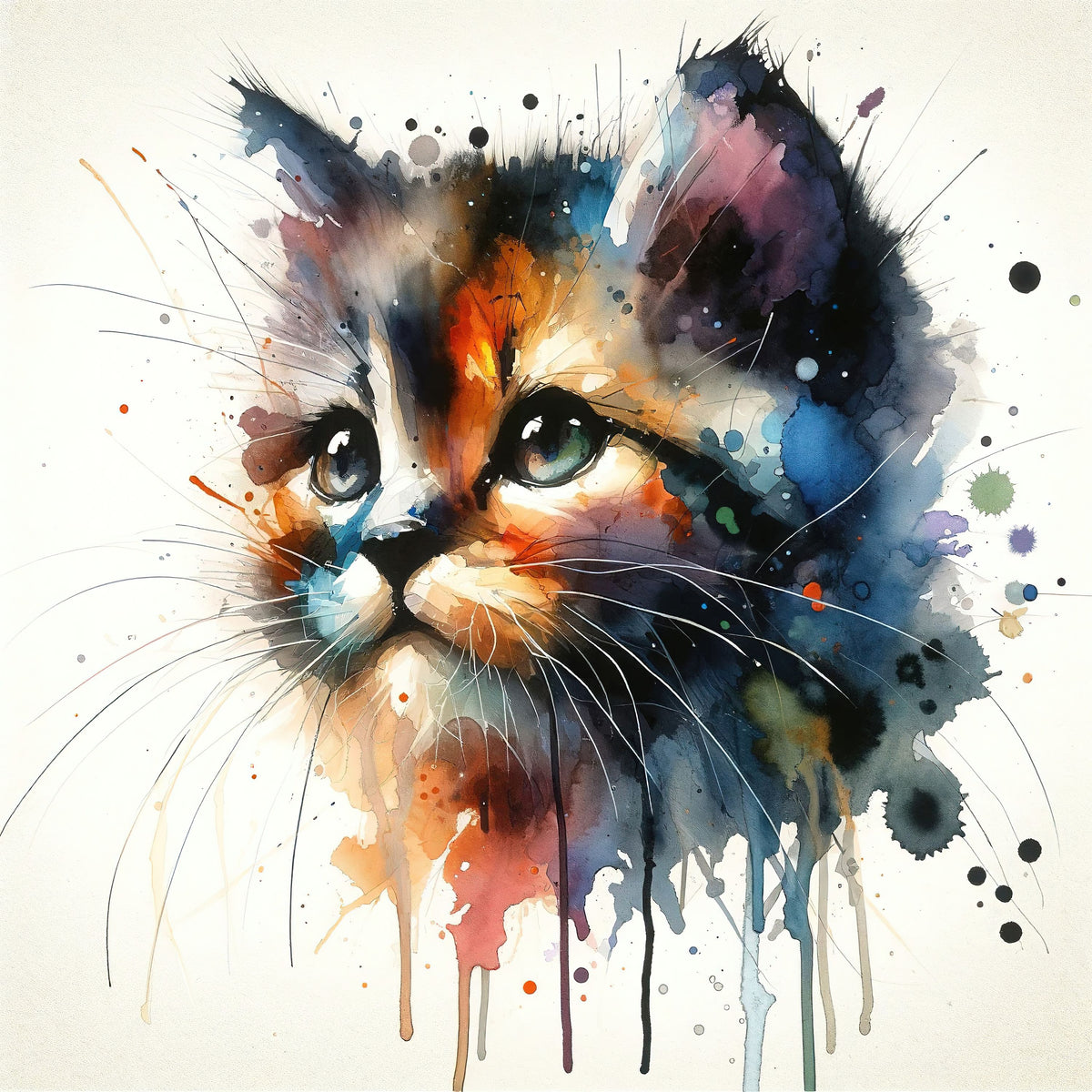 Watercolor Cat Mural Wallpaper - pure wallpaper artwork