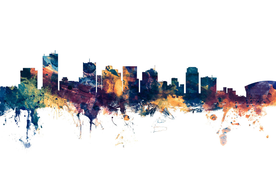Phoenix Skyline Blue & Bronze Mural Wallpaper