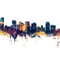 Phoenix Skyline Blue & Bronze Mural Wallpaper - pure wallpaper artwork