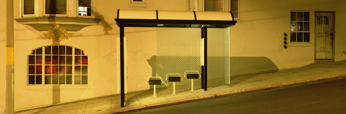 Vintage Bus Stop Twilight Mural Wallpaper - pure wallpaper artwork