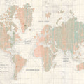 Old World Map Blush and Mint Mural Wallpaper - pure wallpaper artwork