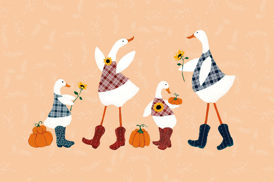 Ducks in the Pumpkin Patch I Mural Wallpaper