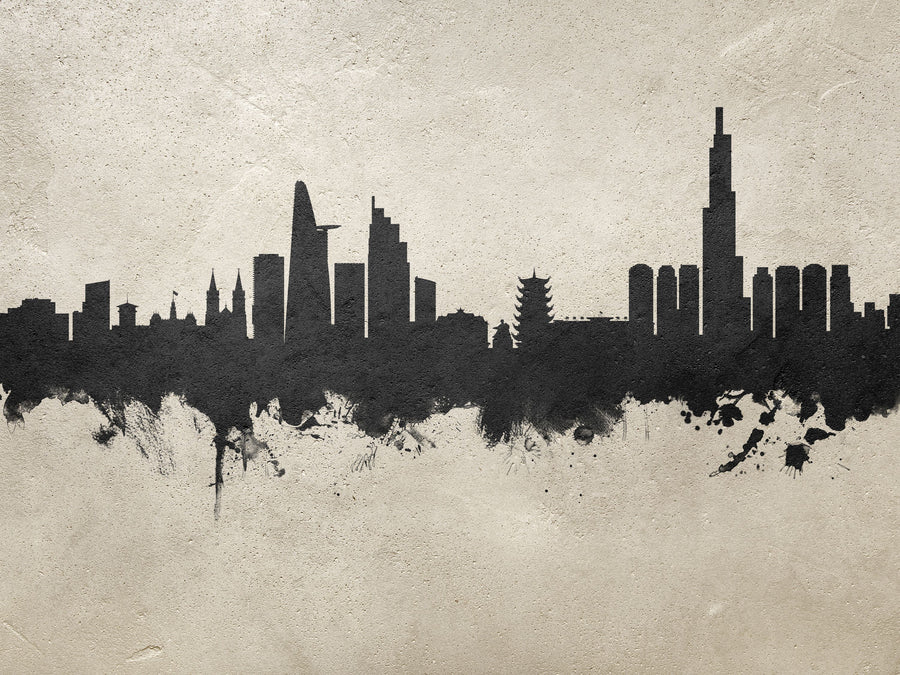 Ho Chi Minh City Vietnam Skyline Concrete Mural Wallpaper