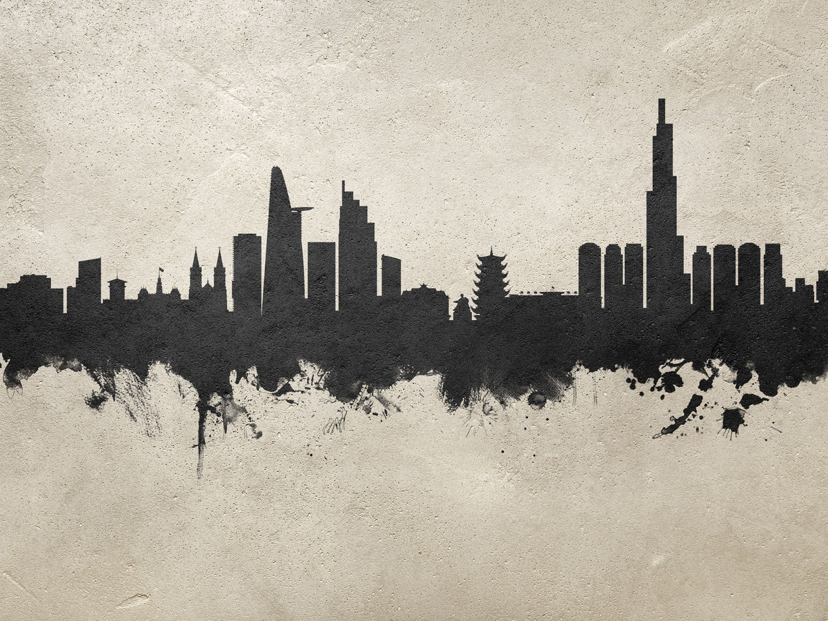 Ho Chi Minh City Vietnam Skyline Concrete Mural Wallpaper - pure wallpaper artwork