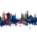 Ljubljana Slovenia Skyline Blue & Bronze Mural Wallpaper - pure wallpaper artwork