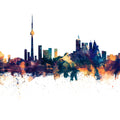 Toronto Canada Skyline Blue & Bronze Mural Wallpaper - pure wallpaper artwork