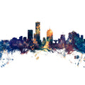 Milwaukee Wisconsin Skyline Blue & Bronze Mural Wallpaper - pure wallpaper artwork