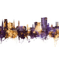 Savannah Georgia Skyline Purple & Gold Mural Wallpaper - pure wallpaper artwork
