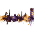 Kathmandu Nepal Skyline Purple & Gold Mural Wallpaper - pure wallpaper artwork