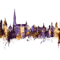 Ulm Germany Skyline Purple & Gold Mural Wallpaper - pure wallpaper artwork
