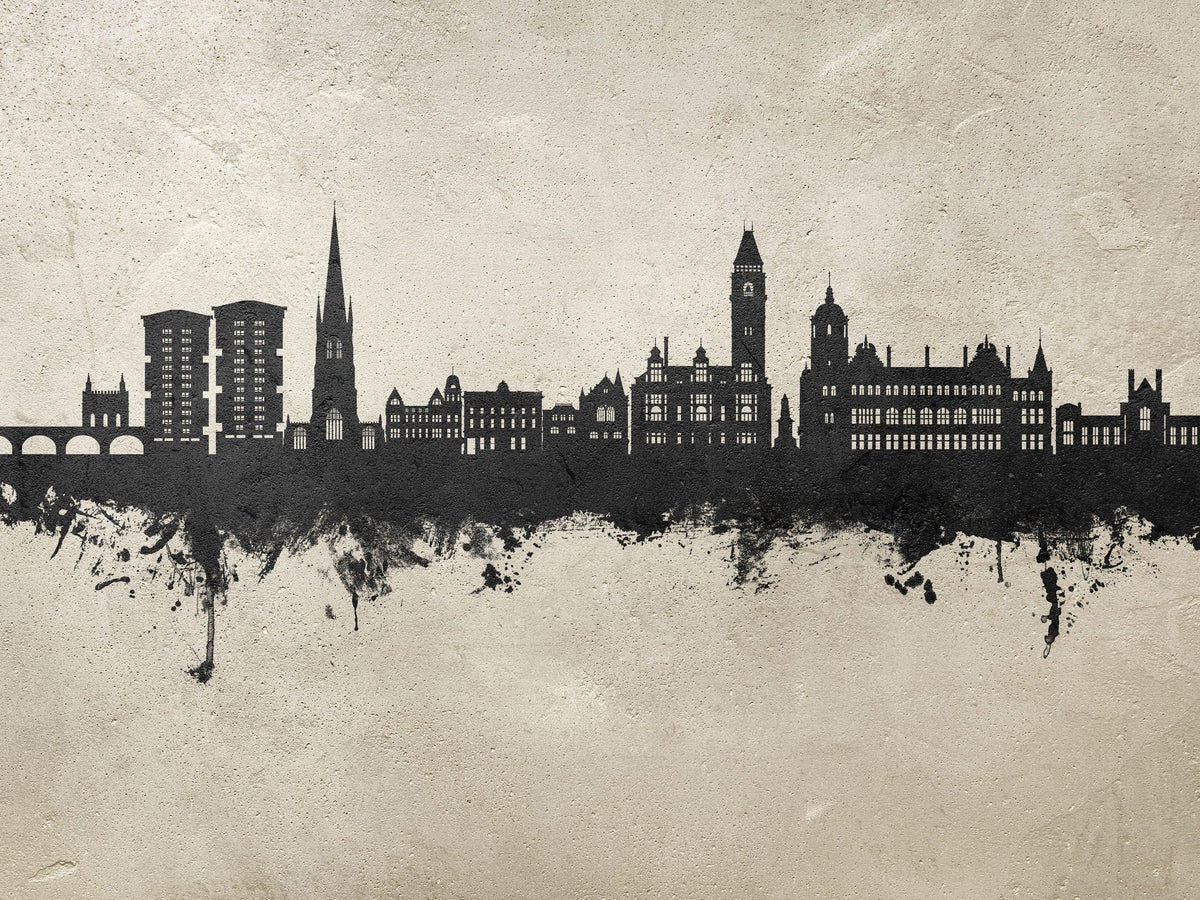 Wakefield England Skyline Concrete Mural Wallpaper - pure wallpaper artwork