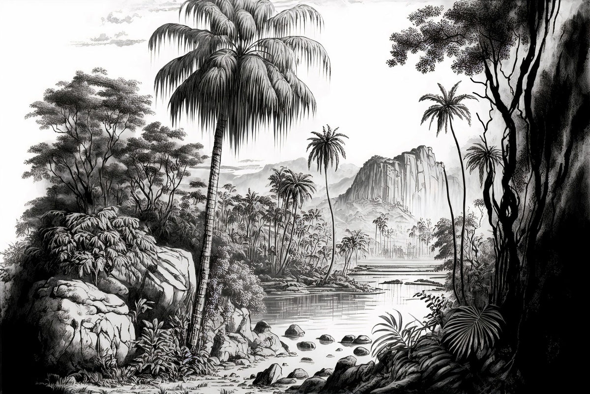 Tropical Riverbank Mural Wallpaper - pure wallpaper artwork