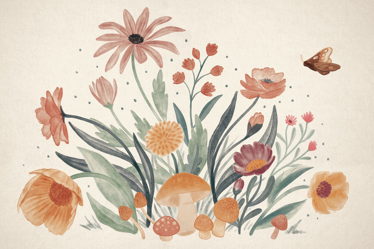Cottage Botanical Mural Wallpaper - pure wallpaper artwork