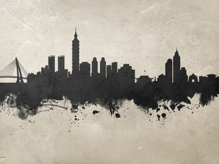 Taipei Taiwan Skyline Concrete Mural Wallpaper