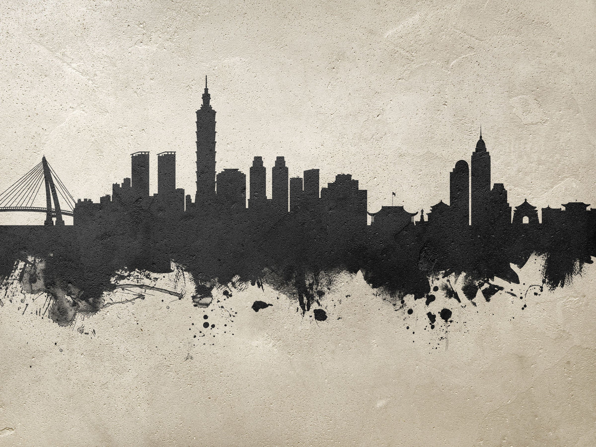 Taipei Taiwan Skyline Concrete Mural Wallpaper - pure wallpaper artwork