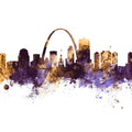 St Louis Missouri Skyline Purple & Gold Mural Wallpaper - pure wallpaper artwork