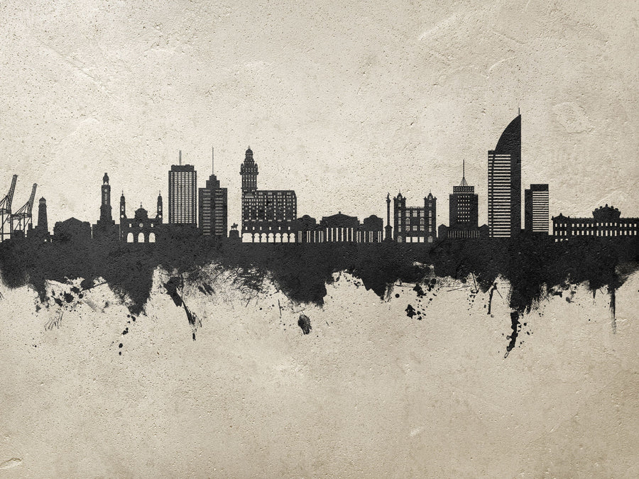 Montevideo Uruguay Skyline Concrete Mural Wallpaper