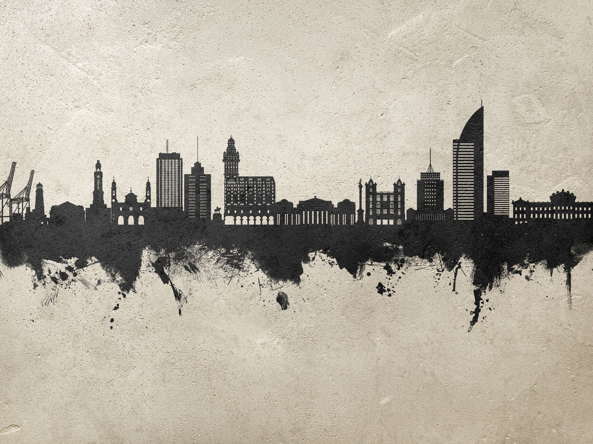Montevideo Uruguay Skyline Concrete Mural Wallpaper - pure wallpaper artwork